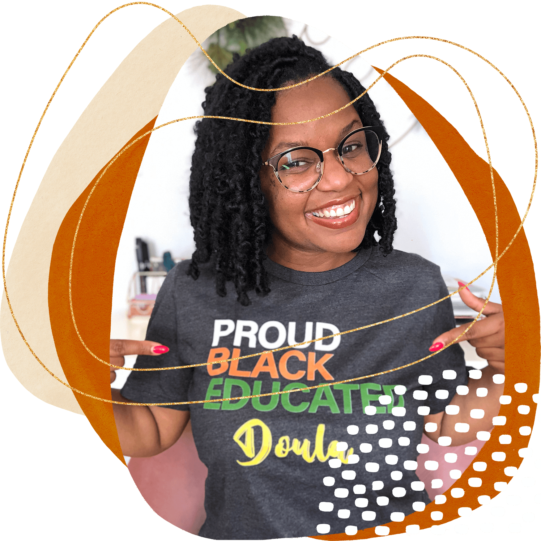 Lisah Saint-John in a doula t-shirt